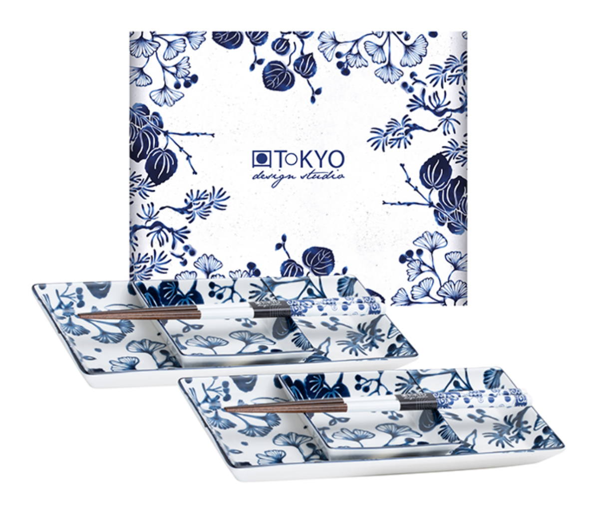 TOKYO DESIGN – Flora Japonica Set Sushi Bianco E Blu 6 Pezzi