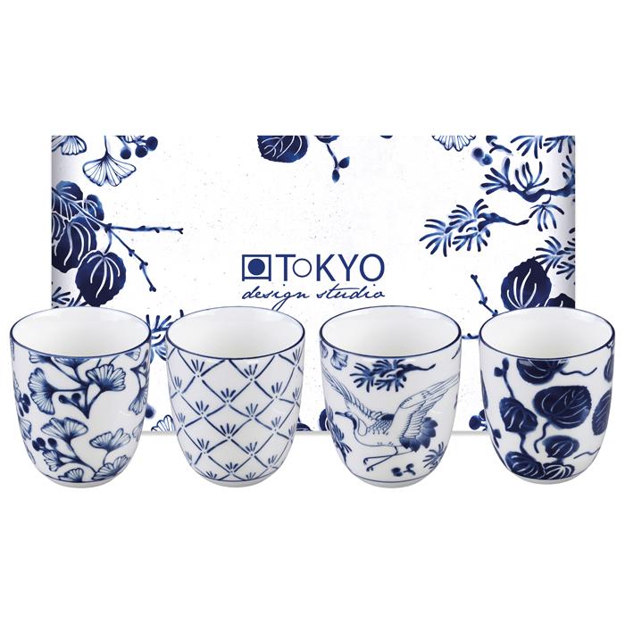 TOKYO DESIGN STUDIO Set 4 Bicchieri Da Tè Flora Japonica In Porcellana 170 Ml